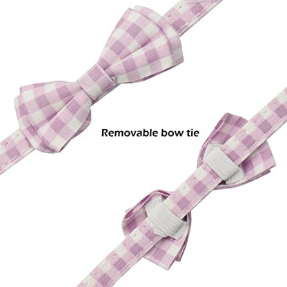 Bowtie Cat Collars Breakaway with Bell, Adjustable Cute Kitty Collars Safety Buckle Kitten Collar for Cat Puppy 7.5-11in (Purple Plaid) - color: Purple Plaid