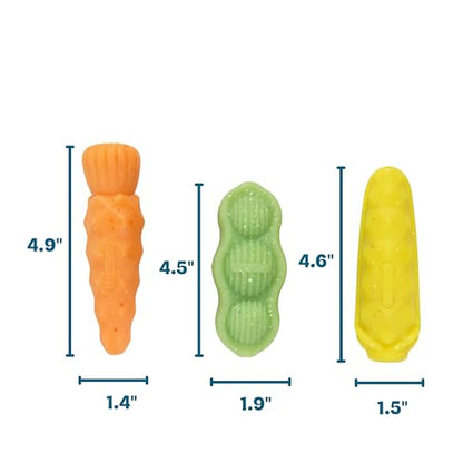 Flex-Force Veggie Chew Dog Toys, Multi-Textured & Floats, Multiple Scents for Sensory Play, Moderate Chewers, Teething Puppies and Small Breeds up to 25 lbs, 3-Pack, 4.9"