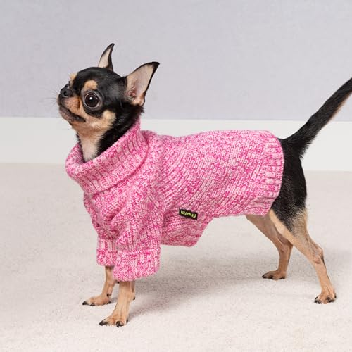 Fitwarm Knitted Turtleneck Dog Sweater, Cozy Dog Winter Clothes for Small Dogs Girl, Holiday Pet Outfit, Heather Pink, XS - color: Heather Pink, size: X-Small