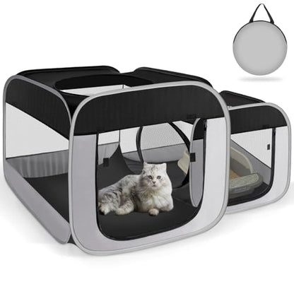 Tailtastic Large Cat Playpen with Separate Areas,Outdoo&Indoor Cat Enclosures,Portable Pet Playpen for Indoor Cats,Puppy and Small Animals, Dog Playpen with Carrybag.