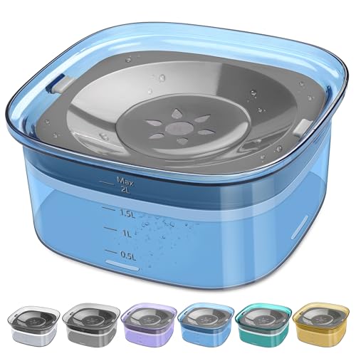 UPSKY 70oz Dog Water Bowl 2L No Spill Dog Bowls Large Capacity Spill Proof Slow Water Feeder, No Splash Dog Bowl Pet Water Dispenser Vehicle Carried Travel Slow Drinking Bowls for Messy Drinkers, Cats - color: D-Blue, size: 2 L