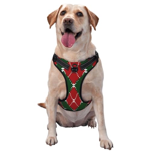 Rhombic Large Dog Harness Soft Padded Adjustable Dog Vest, Reflective Harness with Easy Control Handle - size: Medium