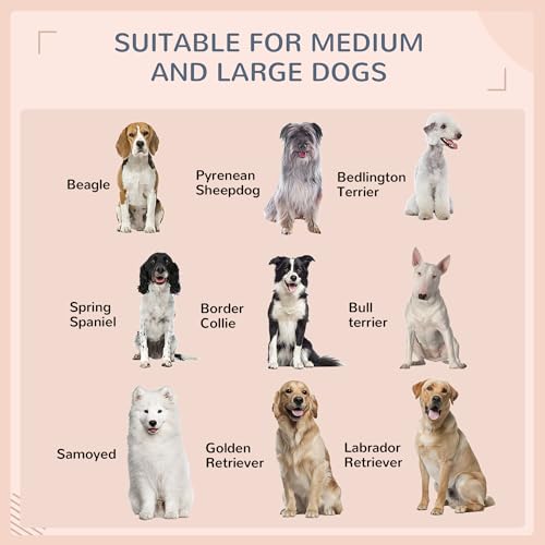 PawHut Outdoor Wicker Dog House with Canopy, Rattan Dog Bed with Soft Cushion Removable Cover for Medium and Large Dogs, Cream White