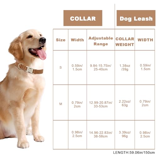 Genuine Leather Dog Collar - Adjustable Pet Collar with Quick Release Metal Buckle, Soft Skin Friendly Real Leather Collar for Small, Medium, Large Dogs (Brown Collar + Rope, M：Fit 12-20" Neck) - color: Brown Collar + Rope, size: M：Fit 12-20" Neck