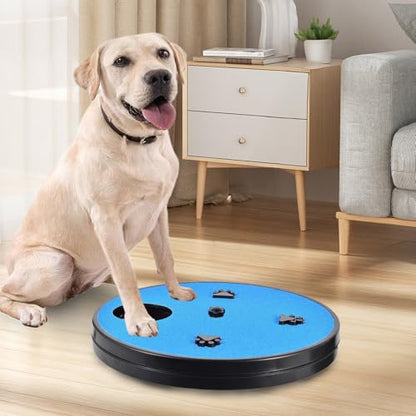 Adjustable Dog Nail Scratch Board with Treat Box 33x33x4cm Rotating Dog Nail Scratch Pad, Anti-Slip Interactive DogNail File Scratchs Pad, for Furniture Couch Floor Car Training Foraging - color: Blue
