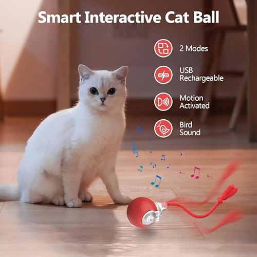 2026 Newly Upgraded Version 3.0 Cat Toys, Cool Intelligent Interactive Cat Ball for Indoor Bored Cats, Automatic Rolling Ball 3.0 Puzzle Toy, Electronic Rolling Pet Chase (Blue-1 pcs) - color: 08 - Blue-1 pcs