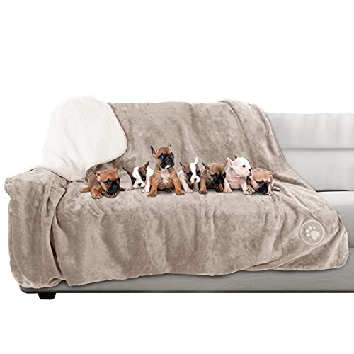 Waterproof Blanket for Pets - Reversible Throw Protects Couch, Car, and Bed from Spills, Stains, or Fur - Plush Blanket by Petmaker (Tan) - color: Tan, size: Medium