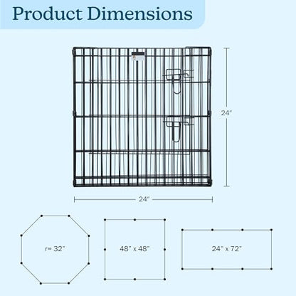 Puppy Playpen - Foldable Metal Exercise Enclosure with Eight 24-Inch Panels - Indoor/Outdoor Fence for Dogs, Cats, or Small Animals by PETMAKER - size: 24" X 24"