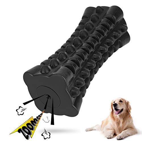 Indestructible Squeaky Dog Toy – Tough Rubber Chew Toy for Aggressive Large Dogs, Durable and Safe for Interactive Play - color: Black