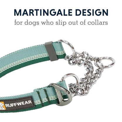 Ruffwear, Chain Reaction Dog Collar, Adjustable Reflective Martingale Escape-Proof Collar with Stainless Steel Chain, Professional Training Control, River Rock Green, 20"-26" - color: River Rock Green, size: 20"-26"