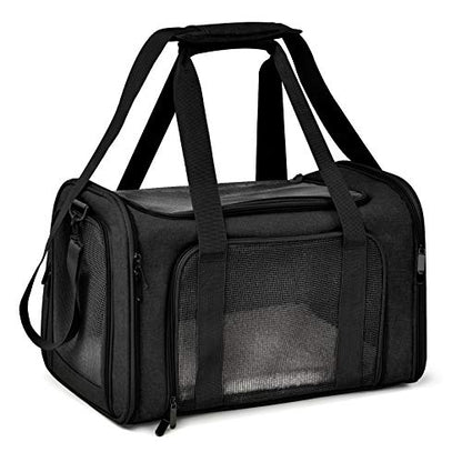 Henkelion Cat Carriers Dog Carrier Pet Carrier for Small / Medium Cats Dogs Puppies (Up To 15lbs), TSA Airline Approved Small Dog Carrier Soft Sided, Collapsible Waterproof Travel Puppy Carrier -Black - color: Black, size: 17.0"L x 11.0"W x 11.0"H