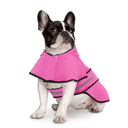 HDE Dog Raincoat Jacket Reflective Adjustable Hooded Pet Poncho Rain Coat with Leash Hole for Small to X-Large Dogs Pink - S - color: Pink, size: Small