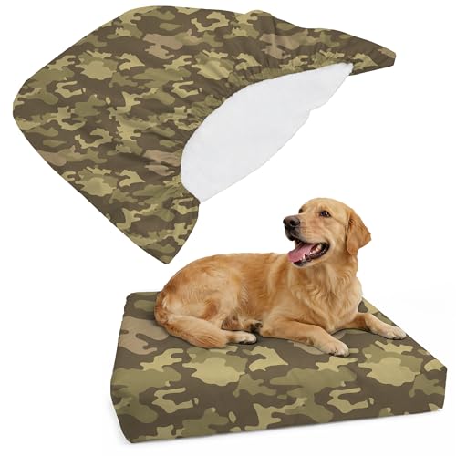 DUKE&LEFTY Furever Camo PetBed Slipcover-Stretch Soft Petbed Cover-Universal-Easy to Remove (Zipper Free)-Camo/Large - color: Camo, size: Large-48"x30"x6"