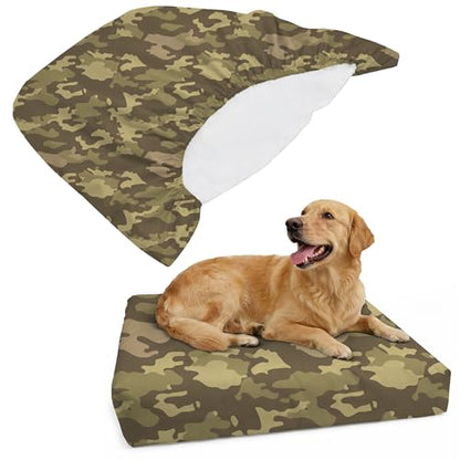 DUKE&LEFTY Furever Camo PetBed Slipcover-Stretch Soft Petbed Cover-Universal-Easy to Remove (Zipper Free)-Camo/Large - color: Camo, size: Large-48"x30"x6"