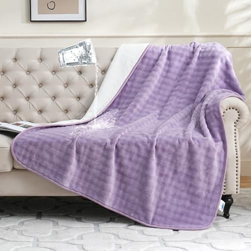Waterproof Blanket for Bed Couch Sofa Car, Soft Leakproof Dog Blanket with 3D Bubble Pattern, Reversible Water Proof Pet Blankets for Dogs Cats Puppies (60"x80", Dusty Purple) - color: Dusty Purple, size: 60x80 inches