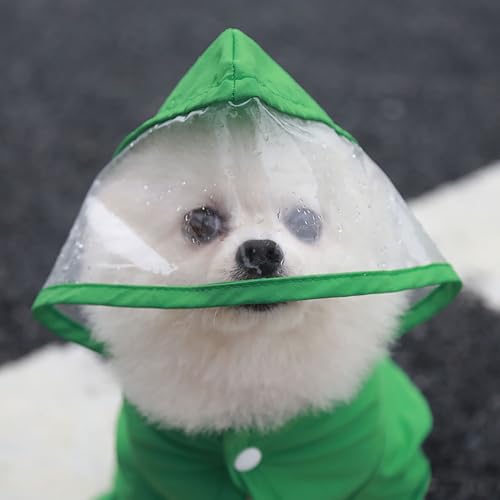 Dog Raincoat with Hood, Waterproof Full-Coverage Reflective Rain Jacket Quick-Drying Rain Poncho and Shoes for Small Medium Large Dogs,Green,L - color: Green, size: L（Back Length 12''）