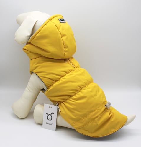 Warm Dog Coat Jacket with Detachable Hood Harness Hole Winter Coat Pet Clothes Dog Cold Weather Coats Cozy Snow Jacket Vest for Small Medium Large Dogs - Blake (Yellow, Medium) - color: Yellow, size: Medium