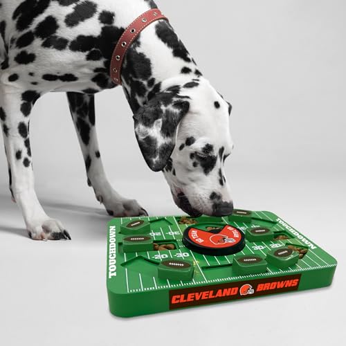 Pets First NFL Cleveland Browns Large Puzzle Toy, New Size, Interactive Dog Treat & Slow Feeding Toy - color: CLEVELAND BROWNS, size: Large