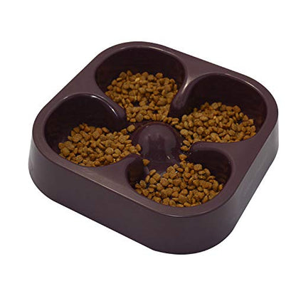 Healthy Slow Feeding Dog Bowl for French Bulldog -Slow Feeder Dog Bowl No Chocking Dog Cat Food Water Bowl with Four-Leaf Clover Pattern (Coffee) - color: Coffee