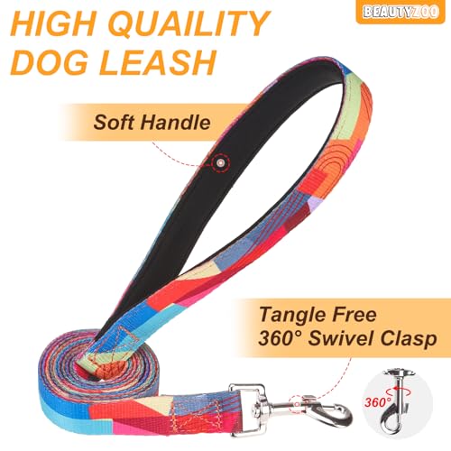 BEAUTYZOO No Pull Dog Harness Large, Adjustable Dog Harness and Leash Set -Easy Wearing with 3 Buckles/Control Handle,No Choke Soft Padded Reflective Pet Vest for Training Walking Hiking, L - color: Geometry, size: L: chest 22"-33"