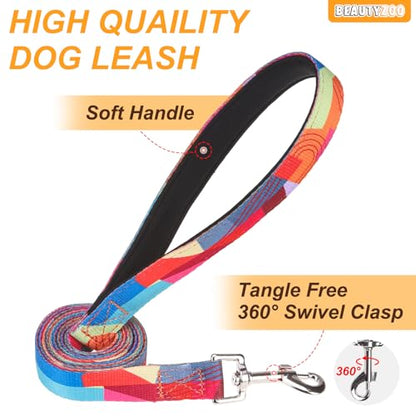 BEAUTYZOO No Pull Dog Harness Large, Adjustable Dog Harness and Leash Set -Easy Wearing with 3 Buckles/Control Handle,No Choke Soft Padded Reflective Pet Vest for Training Walking Hiking, L - color: Geometry, size: L: chest 22"-33"