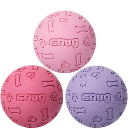Snug Rubber Dog Balls for Small and Medium Dogs - Tennis Ball Size - Virtually Indestructible (3 Pack - Chic) - color: Chic