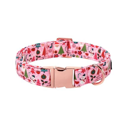Lionet Paws Chirstmas Dog Collar, Cute Snowman Christmas Tree Dog Collars with Metal Buckle for Puppies and Cats, XS, Ho Pink Dogs Collar Neck 8-12 inches - color: Ho Xmas, size: X-Small (Pack of 1)