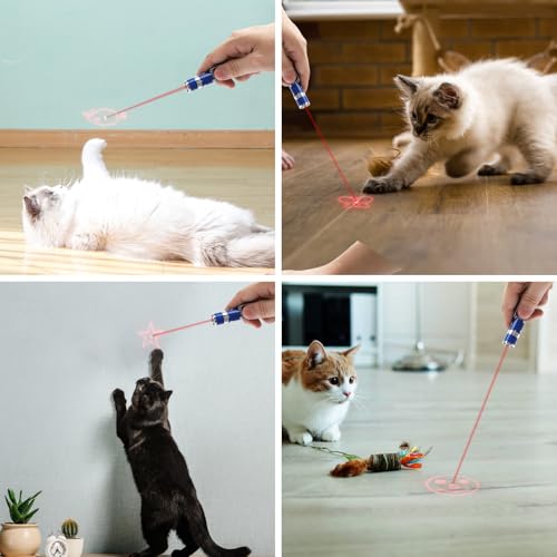 Rechargeable Cat Toys - Indoor/Outdoor Cats Chase Light Toy for Kitty & Dog with 3 Light Modes, 5 Patterns, Blue - color: Blue 1 PCS