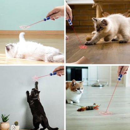 Rechargeable Cat Toys - Indoor/Outdoor Cats Chase Light Toy for Kitty & Dog with 3 Light Modes, 5 Patterns, Blue - color: Blue 1 PCS