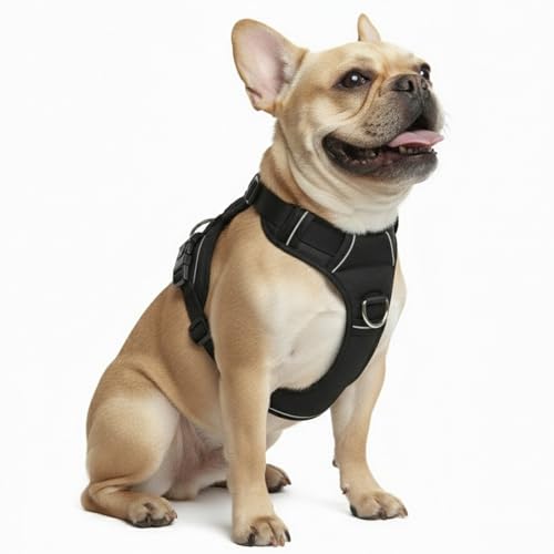 No Pull Dog Harness with 2 Leash Clips, Adjustable Soft Padded Reflective Oxford Pet Vest with Easy Control Handle for Large Dogs (Black, Small) - color: Black, size: Small