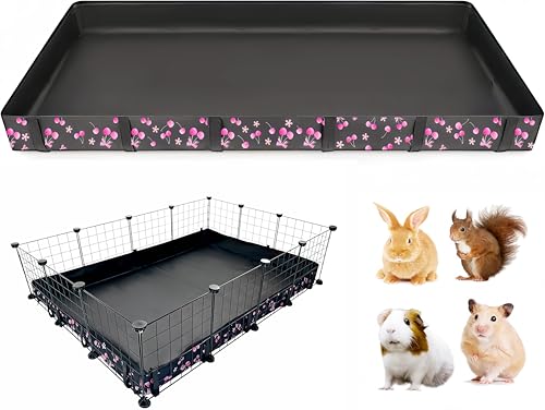 DZWLKJ Guinea Pig Cage Liner,Washable Tarp Bottom Base,Cherry Graphic,42"x56", Reusable for Rabbit, Chinchilla, Hedgehog, Ferret & Other Small Animals. - size: C&C 3x4(42x56 inches)