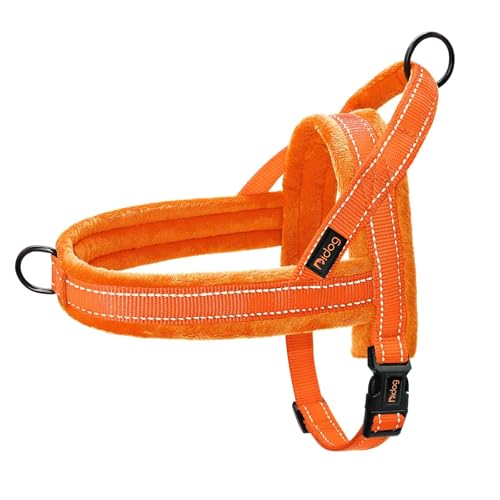 Didog Soft Flannel Padded Dog Vest Harness, No Pull/Quick Fit Reflective Dog Strap Harness, Easy for Training Walking (S:Chest 18-22", Orange) - color: Orange, size: S:chest 18-22"