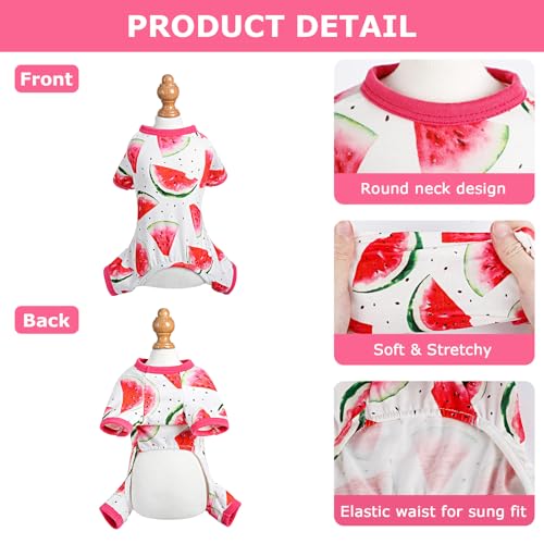 Dog Pajamas for Small Dogs, Soft Thin Pjs Jammies Cat Doggie, Summer Pet Cute Puppy Clothes Outfits Dogs Boy Girl(Watermelon,XS) - color: Watermelon, size: X-Small (Chest 11.8 in)