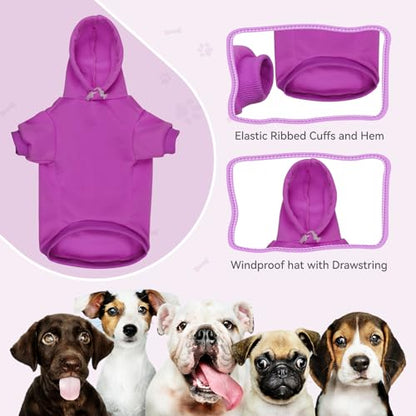 Dog Hoodie Dog Sweaters for Small Dogs,Pet Sweater Solid Soft Brushed Fleece Pet Clothes Hoodie Sweatshirt with Pocket(Purple-XS) - color: Purple, size: X-Small