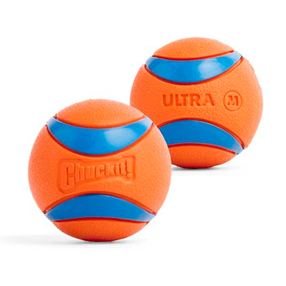 Chuckit! Ultra Ball Dog Toy - Medium Bouncy Fetch Balls For Dogs 20-60 lbs - Made from Durable Rubber - Floating Water Pet Toys - Size Medium - 2.5-inch Diameter - Pack of 2 - size: Medium, style: Medium (2 Pack)