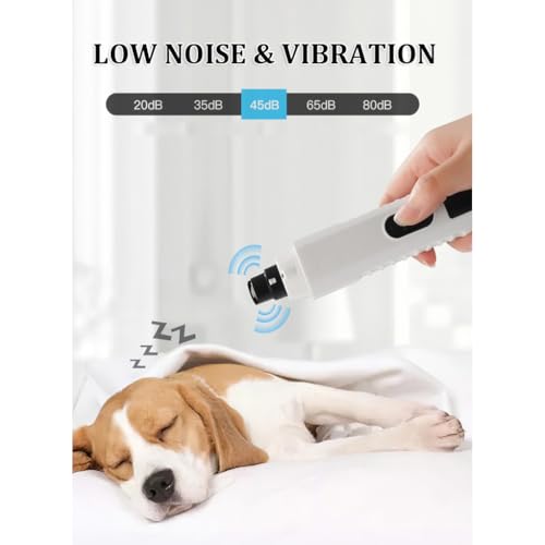 Silent Groom Pro, Nail Trimmer with LED Light & 5 Speeds,Quick USB Charge,Electric Rechargeable Pet Nail Trimmer for Small Medium Large Dogs & Cats - color: White-02
