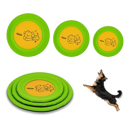 Bifeaw 3 Packs Nylon Interactive Dog Flying Disc - Floating Dog Toys for Aggressive chewers - Water Toys for Dogs (Yellow and Green) - color: Yellow and Green