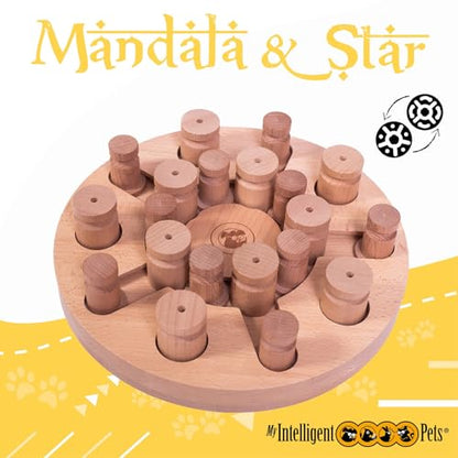 MY INTELLIGENT PETS Mandala and Star - Interactive Wooden Puzzle Toy for Dogs, Brain Game for Mental Stimulation and Enrichment, Fun and Challenging Toy for Smart Pets