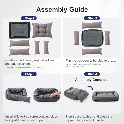 Washable Dog Bed Medium Size Dogs, Rectangle Comfy Fluffy Small Dog Bed, Removable Zipper Cover Machine Wash, Orthopedic Bed Durable Pet Cuddler with Anti-Slip Bottom, 25x21x7 in, Dark Grey - color: Dark Grey, size: M(25''x21''x7'')