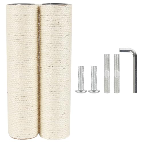 7.4cm 2.91in Diameter Cat Tree Scratching Post Replacement Sisal Pole Parts for Cat Tower (M10, 11.81in/30cm) - color: 11.81in/30cm, size: M10*2posts