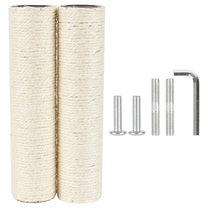 7.4cm 2.91in Diameter Cat Tree Scratching Post Replacement Sisal Pole Parts for Cat Tower (M10, 11.81in/30cm) - color: 11.81in/30cm, size: M10*2posts