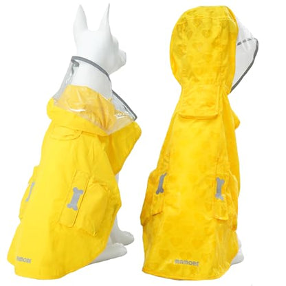 Dog Raincoat,Waterproof Rain Poncho with Hoodie, High Reflective Adjustable Pet Rain Jacket with Leash Hole for Small Medium and Large Dogs (Yellow(Water-Reactive Hydrochromic), Small: 9-13lbs) - color: Yellow(Water-reactive Hydrochromic), size: Small: 9-