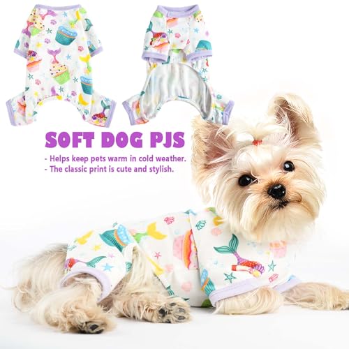 Dog Pajamas for Small Dogs, Soft Thin Pjs Jammies Cat Doggie, Summer Pet Cute Puppy Clothes Outfits Dogs Boy Girl(Mermaid Cake,XS) - color: Mermaid Cake, size: X-Small (Chest 11.8 in)