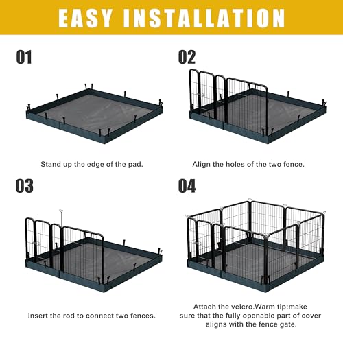 Dog Playpen with Bottom and Storage Bag, 32" H 8 Panels Puppy Pen with Square Bottom, Heavy Duty Dog Fence for Small/Medium Dogs - style: 32"H 8Panels