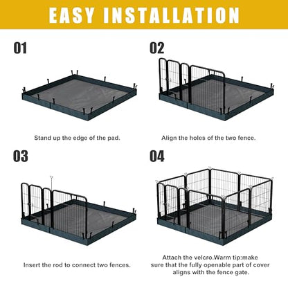 Dog Playpen with Bottom and Storage Bag, 24" H 8 Panels Puppy Pen with Square Bottom, Heavy Duty Dog Fence for Puppies/Small Dogs - style: 24"H 8Panels