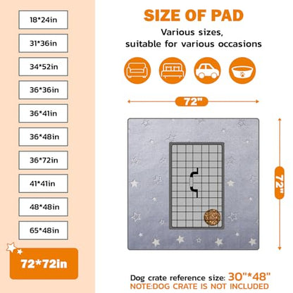 LOOBANI Washable Pee Pads for Dogs, Fast Absorption Reusable Puppy Pad, Waterproof Whelping Pads, Training Pet Playpen Mat for Floor, Dog Crate, 1 Pack 72 x 72 in - size: 72x72 in(1 Pack)