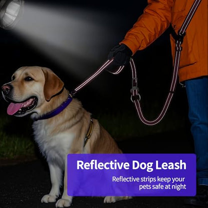 Hands Free Dog Leash by Kazazoo, Adjustable 5.8-8.5FT Waist & Crossbody Leash with Quick Off Buckle, Reflective Stitches for Walking, Jogging,Medium to Large Dogs & Puppies M Size Pink - color: Pink, size: M