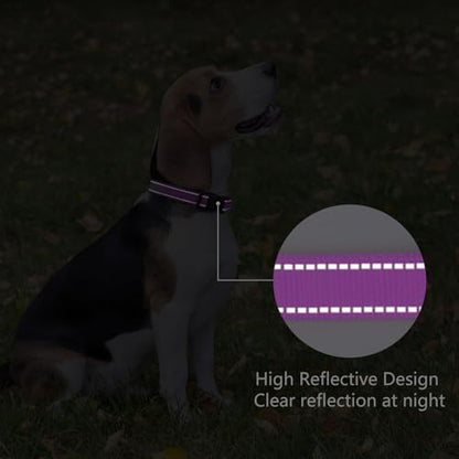 Reflective Dog Collar Padded with Soft Neoprene Breathable Quick Release Basic Dog Collars for Puppy Small Dogs Dark Magenta - color: Dark Magenta, size: S:width 5/8"neck 10.5-16"