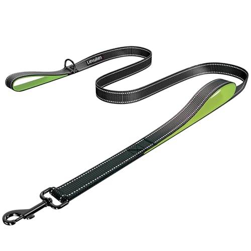 Dog Leash 5ft Long, Double Handle Dog Leash for Safety Control Training, Heavy Duty Dog Leads with Traffic Padded Handles, Reflective Leashes for Small Medium Large Dogs(5ft, Black Green) - color: Black Green, size: 5ft