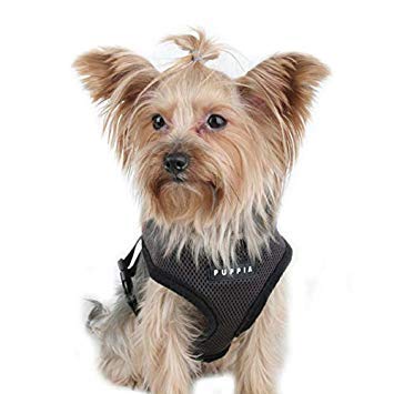 Puppia Soft Dog Harness No Choke Over-The-Head Triple Layered Breathable Mesh Adjustable Chest Belt and Quick-Release Buckle, Brown, Large - color: Brown, size: Large